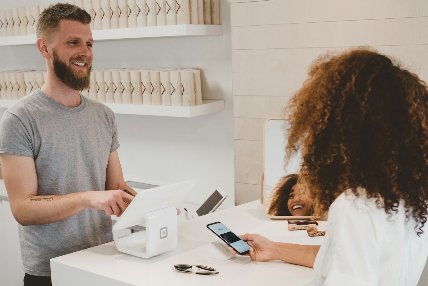 A customer paying for a purchase by card