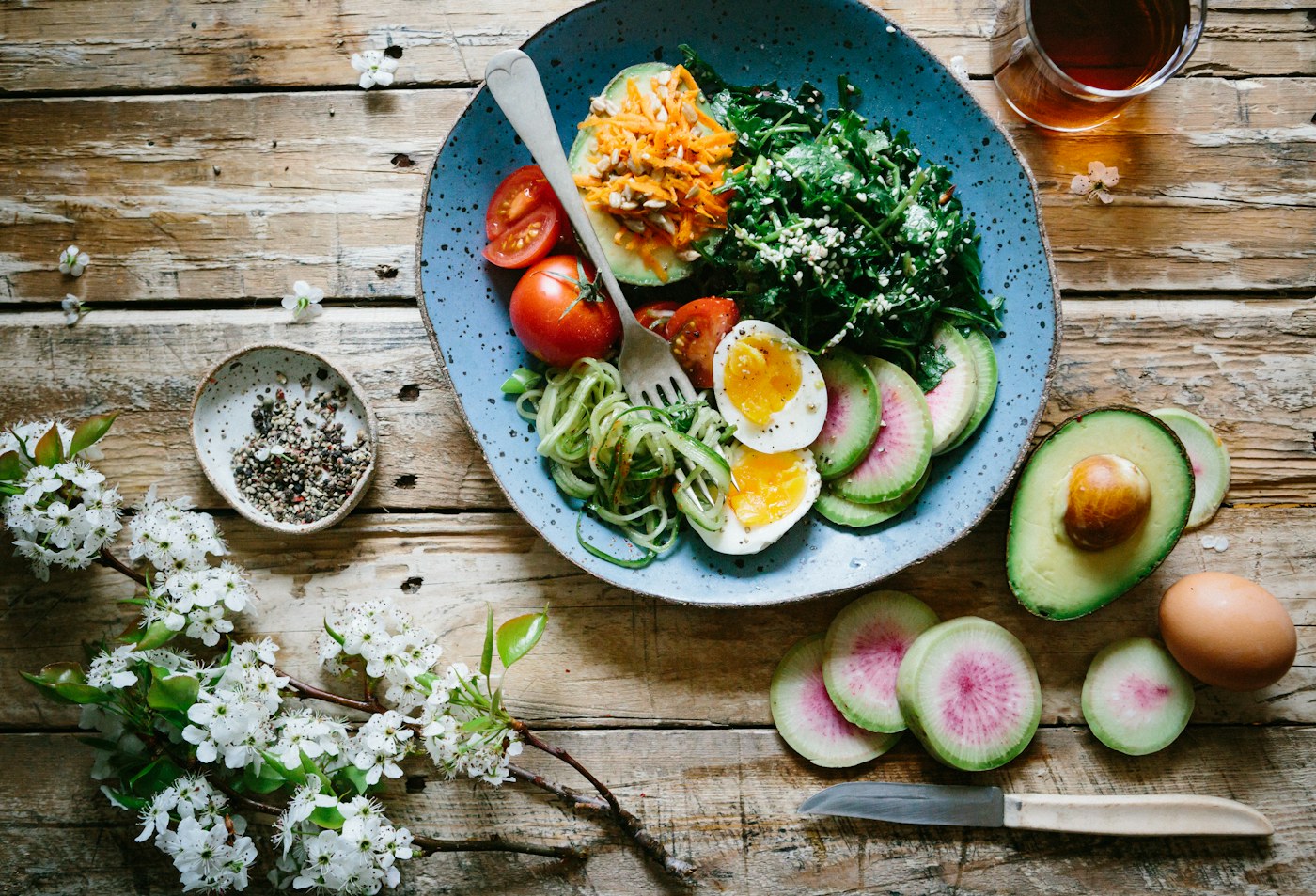 Fresh groceries arranged for a household shopping plan