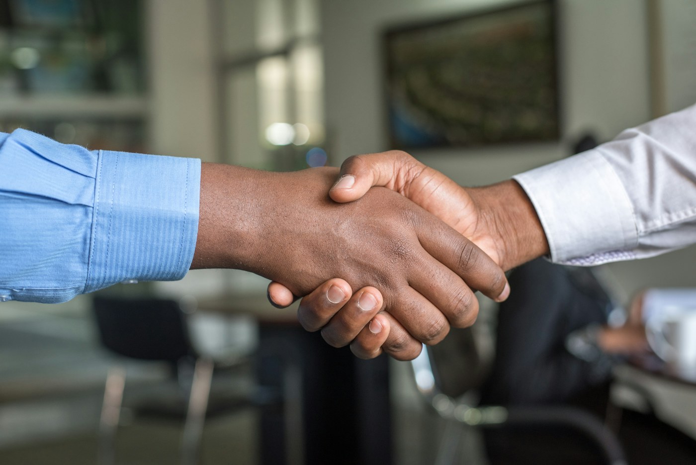 Two business people reviewing a plan together